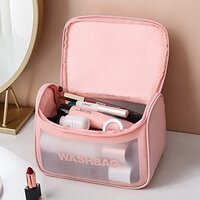 Logicmart Hanging Cosmetic Makeup Bag Waterproof Travel Toiletry Kit Makeup Organizer Toiletry Wash Storage Bag for Travel Household Grooming Kit for Men and Women. (Pink)