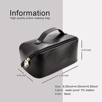 BUYORY Large Capacity Cosmetic Travel Bag for Women, Portable Light PU Leather Makeup Pouch, Wide Opening Cosmetic/Makeup Organizer, Cosmetic Zipper Pouch, Make up Bag (Black)