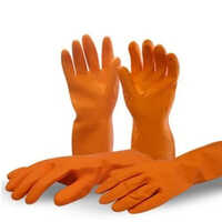 Post Mortem Gloves - Rubber Material, Orange Color | Quick Dry, Washable, Ideal For Forensic And Investigation Use