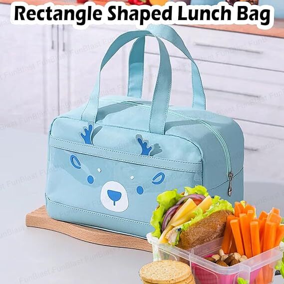 FunBlast Lunch Bag  Rectangle Shaped Multi-Purpose Insulated Travel Lunch Bag for Office, Lunch Box Carrying Bag for Women/Men/Tiffin/Storage Bag for Lunch Box, Tiffin Bag (Sky Blue)