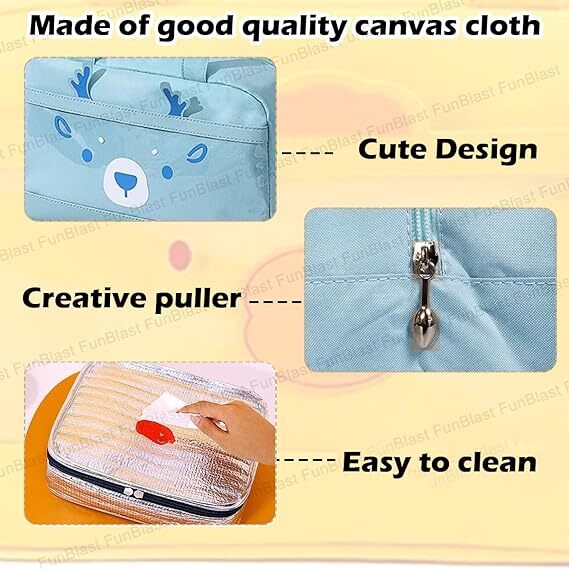 FunBlast Lunch Bag  Rectangle Shaped Multi-Purpose Insulated Travel Lunch Bag for Office, Lunch Box Carrying Bag for Women/Men/Tiffin/Storage Bag for Lunch Box, Tiffin Bag (Sky Blue)