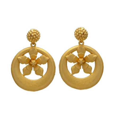 Brass sun flower drop earring