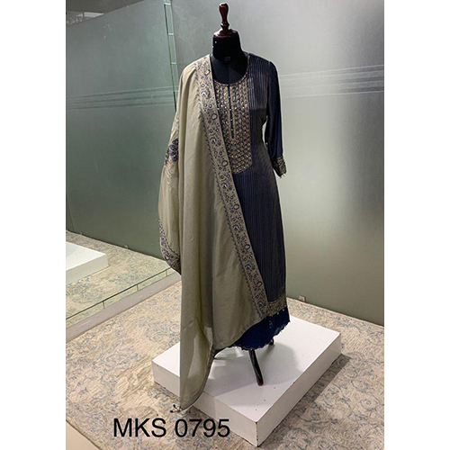 MKS-0795 Mirror Sequins And Cutdana Embellished Suit Set With Gold Dupatta