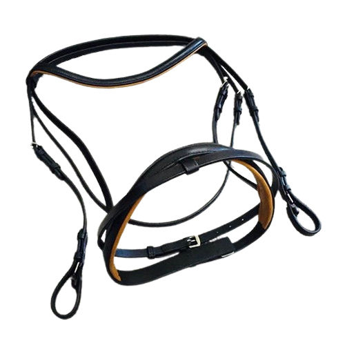 Buff Harness Leather Bridle With Rubber Reins