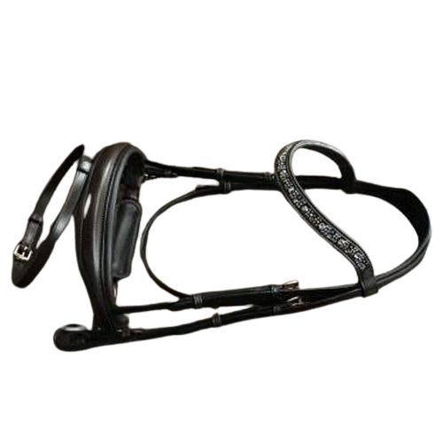 English Black Leather Diamante Bridle