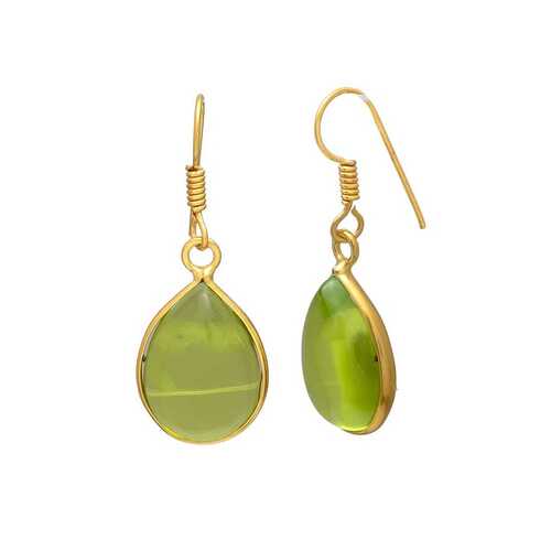 Peridot hydro gemstone hook earring