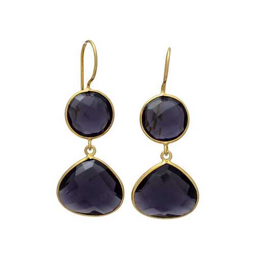 Dual black onyx gemstone drop earring