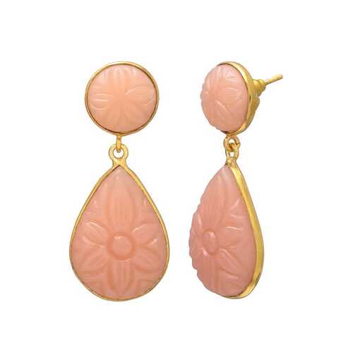 Pink gemstone woman drop earring