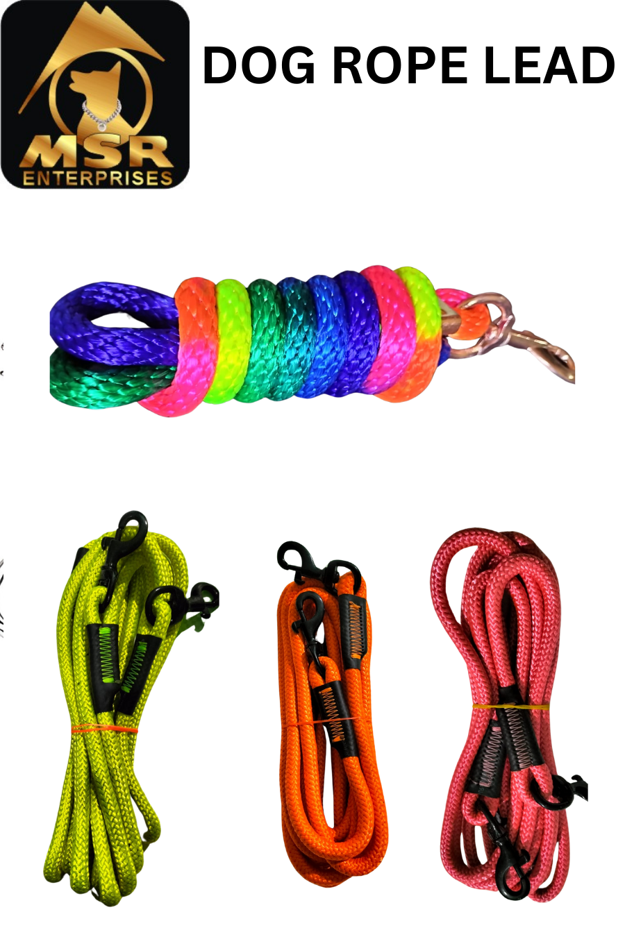 Dog Rainbow Rope with Rubber Handle