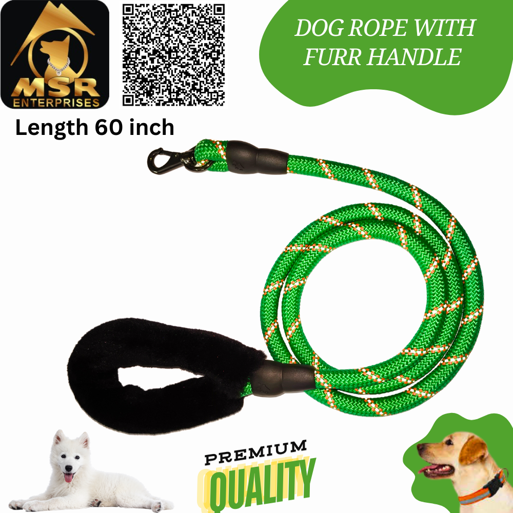 Dog Rope Nylon With Furr Handle - Color: Multi-Color