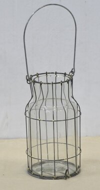 Metal Wire Hurricane Lantern - Color: Transparent