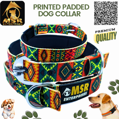 Printed Padded Dog Collar with SR Clip / Export Buckle