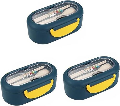 LIFKOME Food Container 3 Sets Lunch Box Meal Container Lunch Containers Micro-wave Oven Food Office Wheat Straw Lunch Container