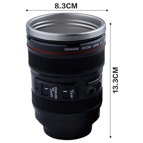 Mitsico Super Classic Camera Lens Shaped Coffee Mug With Lid, Steel Insulated Gifting Idea