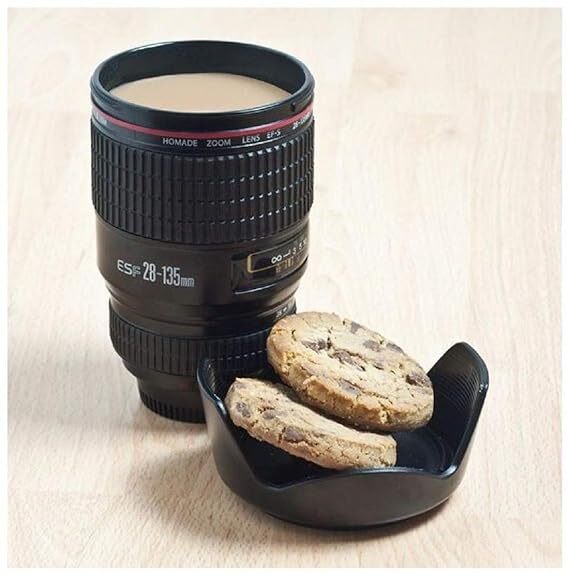 Mitsico Super Classic Camera Lens Shaped Coffee Mug With Lid, Steel Insulated Gifting Idea