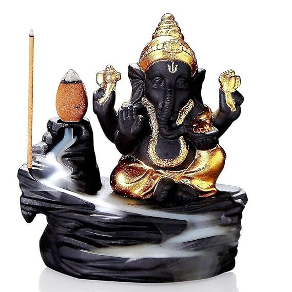 Mitsico Ceramic Incense Holder, Backflow Incense Burner Figurine Incense Cone Holders Home Decor Gift Decorations Statue Ornaments (Ganesha)