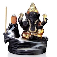 Mitsico Ceramic Incense Holder, Backflow Incense Burner Figurine Incense Cone Holders Home Decor Gift Decorations Statue Ornaments (Ganesha)