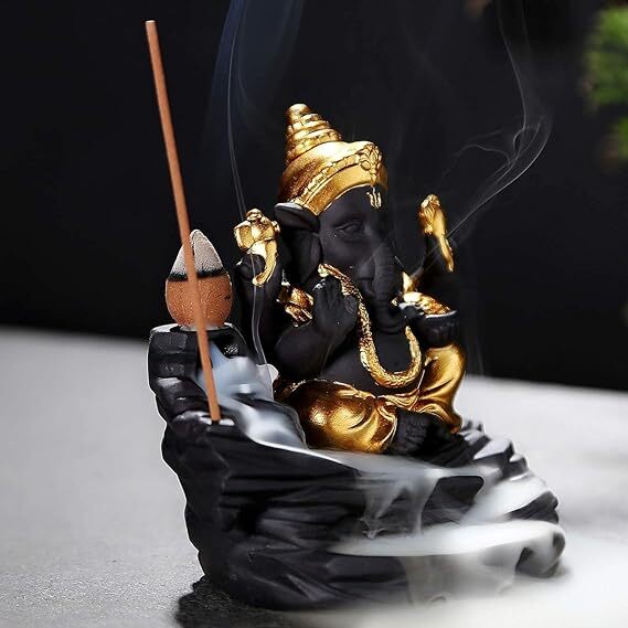 Mitsico Ceramic Incense Holder, Backflow Incense Burner Figurine Incense Cone Holders Home Decor Gift Decorations Statue Ornaments (Ganesha)