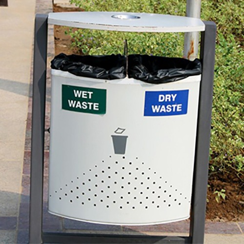 Waste Bin - Mild Steel 10L Capacity, 5mm Thickness, Industrial Application, White Finish, Available in Different Sizes