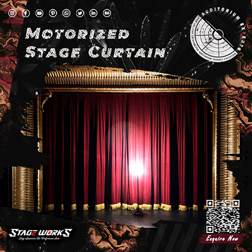 Auditorium  Vertical Stage Motorized Crushed Silk Curtain