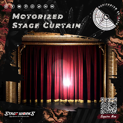 Vertical Stage Motorized Crushed Silk Curtain - Color: Red