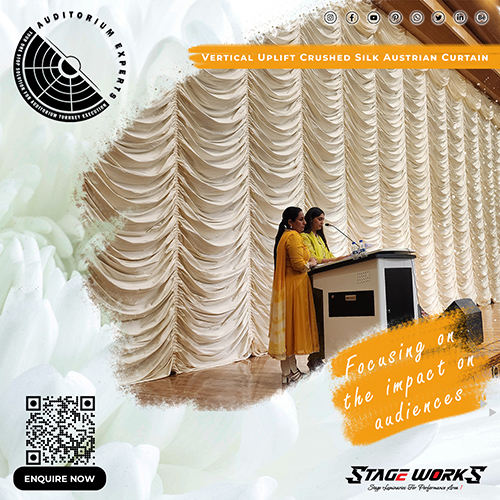 Auditorium Vertical Uplift Crushed Silk Austrian Curtain