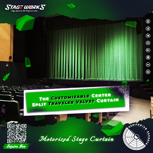 Motorized Stage Curtain - Color: Green