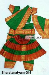 Bharatanatyam Costume For Girls - Color: Multicolor