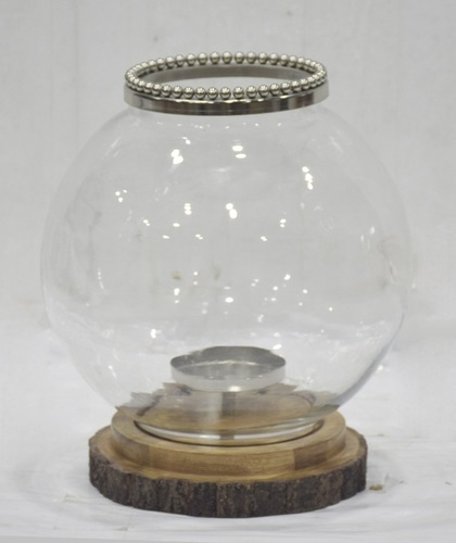 10 Inch Glass Hurricane With Bark