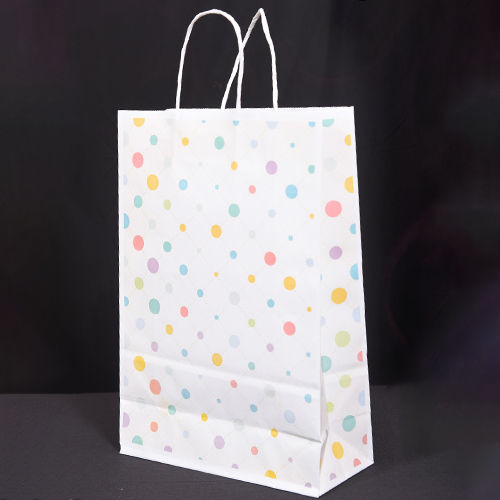 Rainbow Dot Kraft Paper Bag With Handle