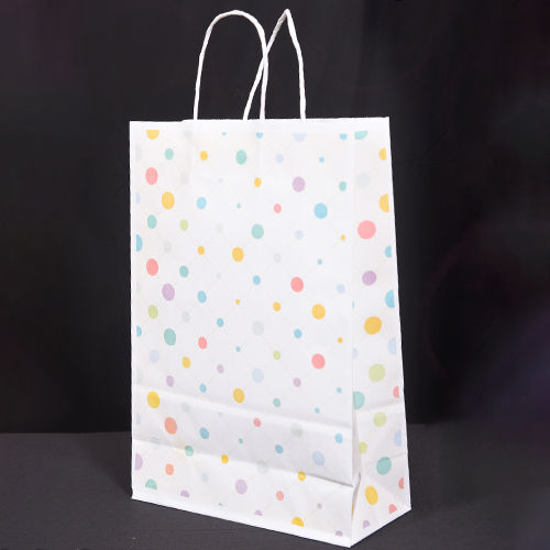 Customized Rainbow Dot Kraft Paper Bag With Handle