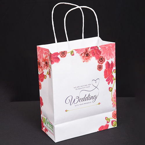 Red Floral Printed Wedding Paper Bag