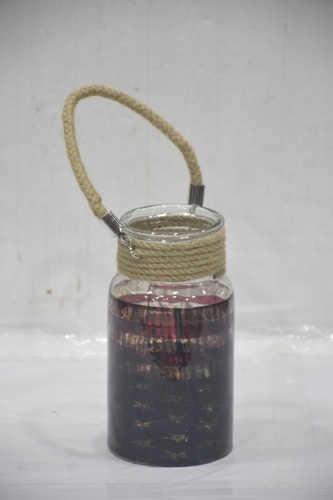 Glass Hurricane With Jute Handle - Color: Transparent