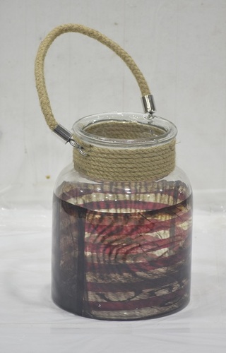 9 Inch Glass Hurricane With Jute Handle