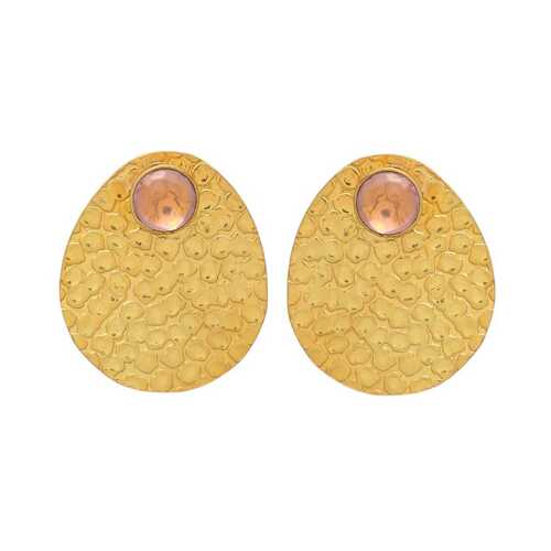 Golden disc woman earring