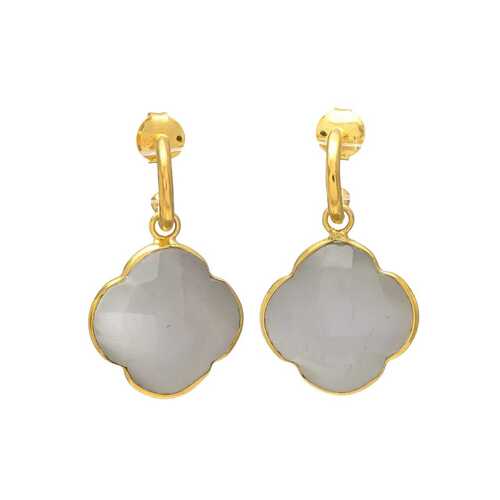 Grey glass woman drop earring