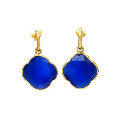 Navy blue glass woman drop earring