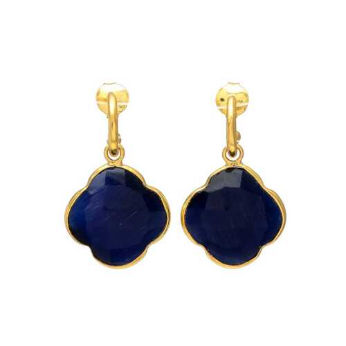 Dark blue glass woman drop earring