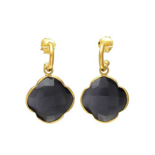 Dark grey glass woman drop earring