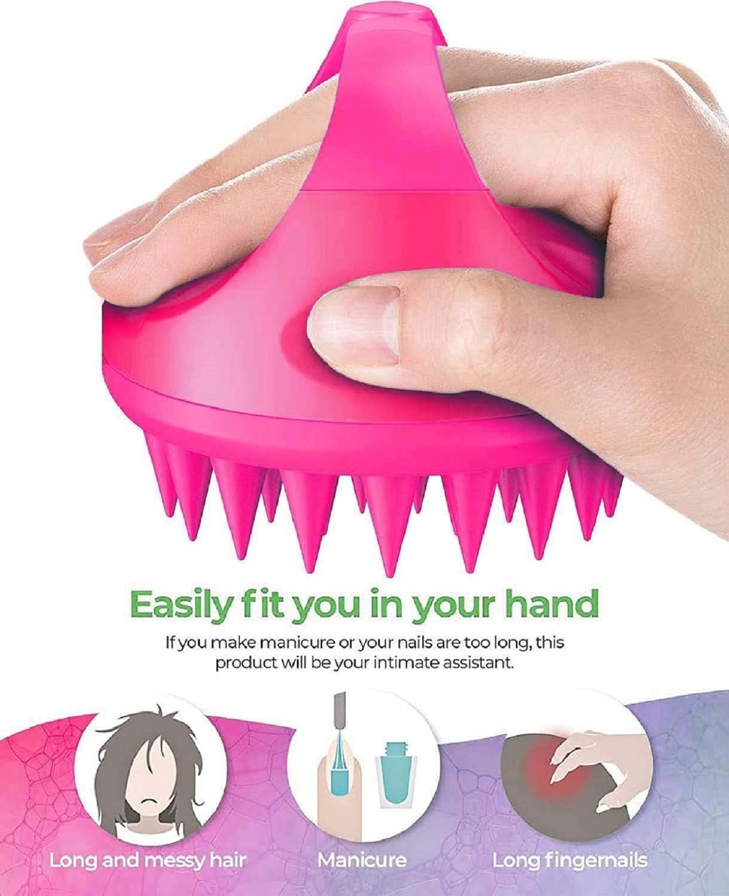 SILICONE HANDLE SCALP MASSAGE SHAMPOO BRUSH
