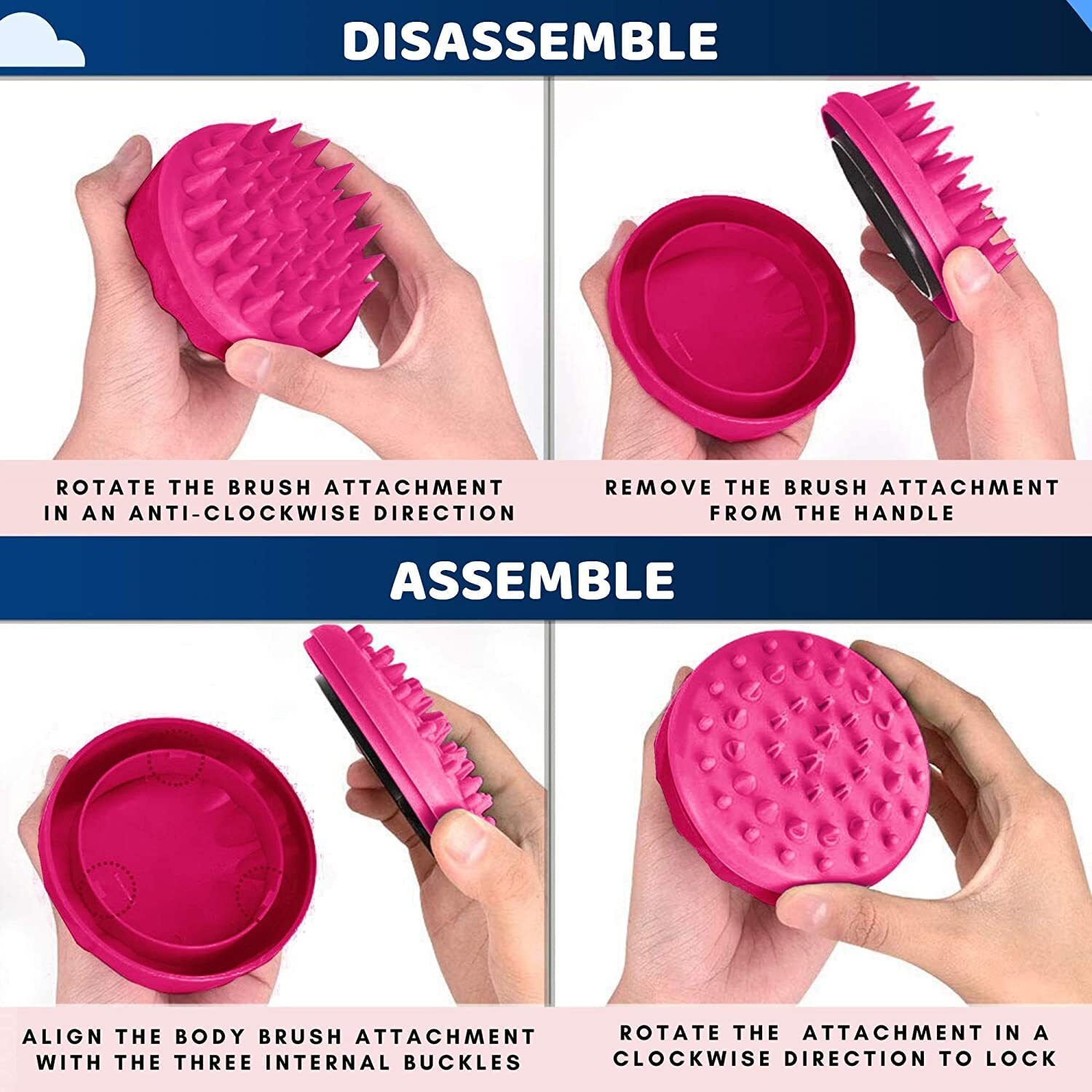 SILICONE HANDLE SCALP MASSAGE SHAMPOO BRUSH