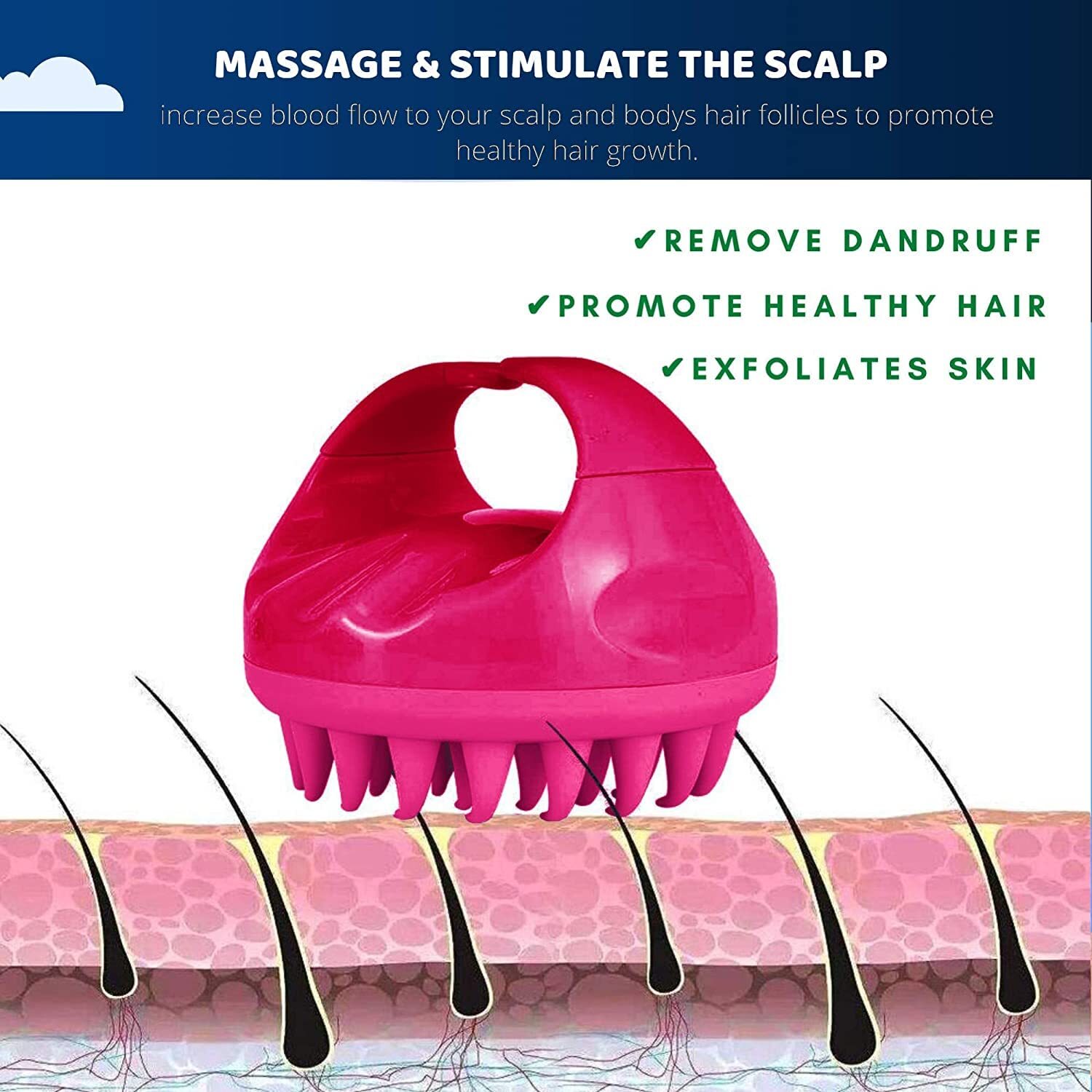 SILICONE HANDLE SCALP MASSAGE SHAMPOO BRUSH