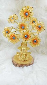 Evil Eye Tree With Lord Ganesha - Color: Golden And Blue