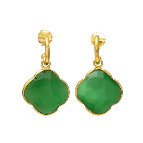 Green glass woman drop earring set