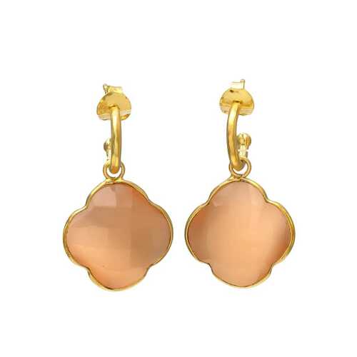 Peach glass woman drop earring set