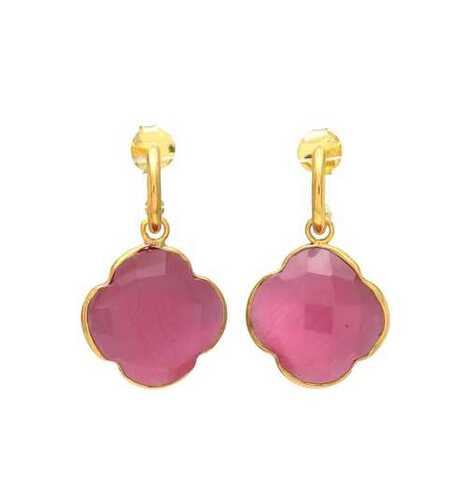 Pink glass woman drop earring set