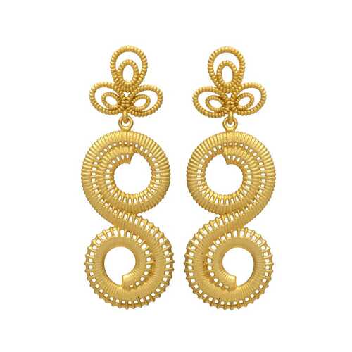 Woman Gold Swirl Dangle Earrings set