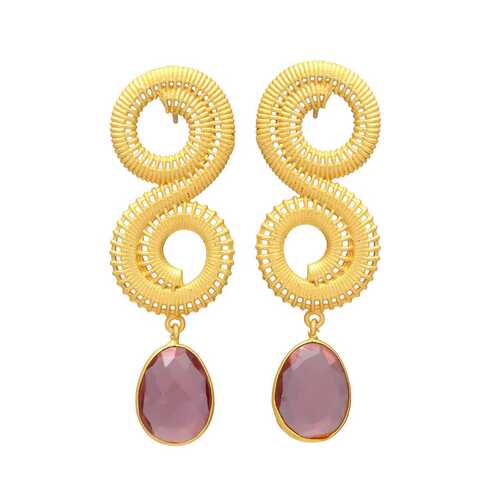 Pink tourmaline hydro Swirl Earrings