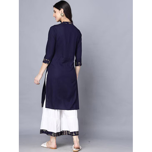 Ladies Mandarin Collar Regular Kurta With Sharara