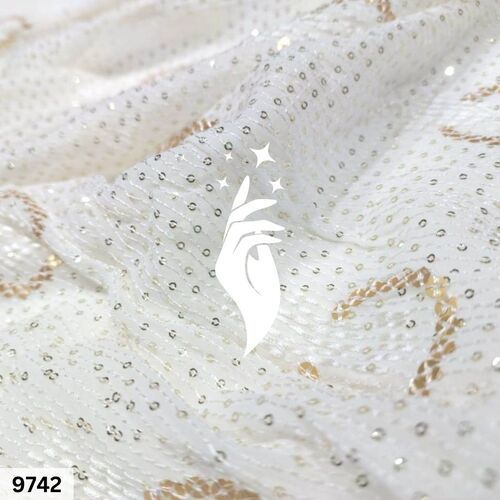 White Dyeable georgette Embroidered fabric